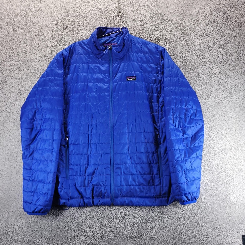 Patagonia Jacket Mens L Blue Nano Puff Full Zip Insulated Hiking 84211FA13